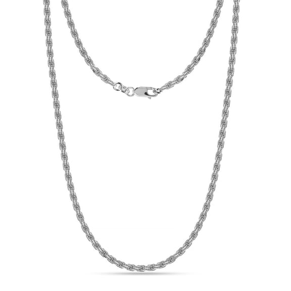 Charmsy Womens Rope Chain Necklace 2.5mm Twisted Diamond-Cut Braided Rope Chain Necklace for Women 18 Inch