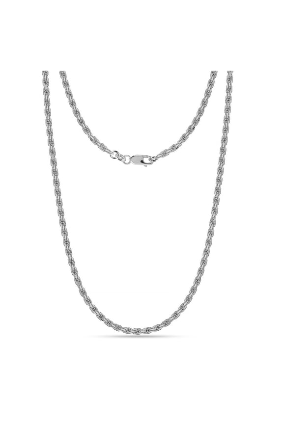 Womens Rope Chain Necklace 2.5mm Twisted Diamond-Cut Braided Rope Chain Necklace for Women 18 Inch
