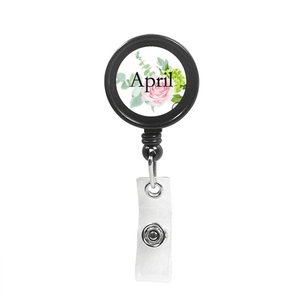 Charng Rose April Design Pattern Retractable Keychain Badge Holder ID Badge