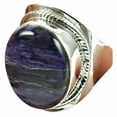 thumbnail image 1 of Charoite Gemstone Ring, Solid 925 Sterling Silver, Signet Ring, Anxiety&nbsp;Ring, Proposal Ring, Engagement&nbsp;Gifts For Couples, Birthday Gifts For&nbsp;Dad, Valentines Day Gifts For Him, 1 of 3