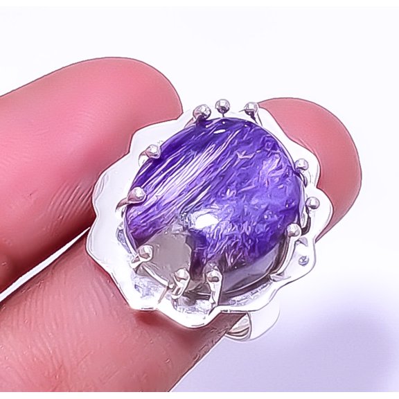 Charoite - Siberia 925 Sterling Silver Artisan Ring Size Adjustable (27 A348, Gemstone Jewelry, Birthday Gift, Christmas Gift