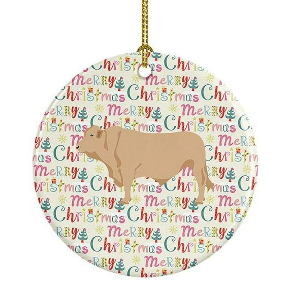 Charolais Cow Christmas Ceramic Ornament 2.8 in x 2.8 in