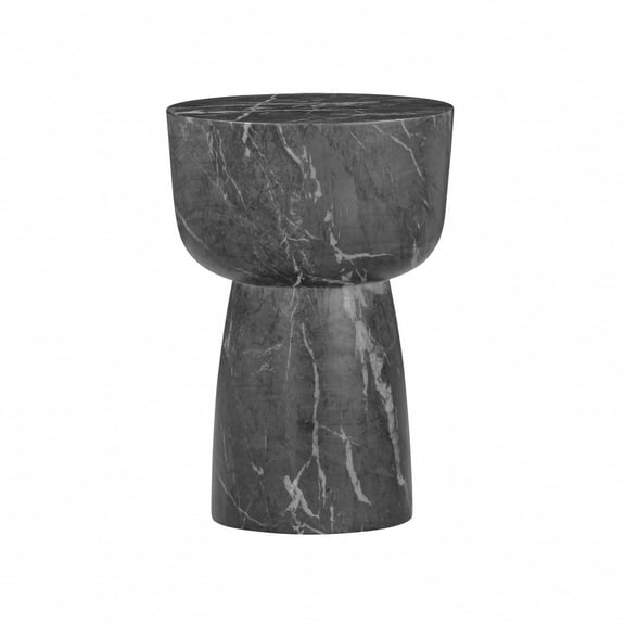Charra Black Faux Marble Indoor/Outdoor Side Table
