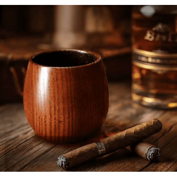 Charred Wooden Bourbon Drinking Glass- Bourbon Gifts for Men, Handcrafted Whiskey Glasses, Wooden Old Fashioned Glass,Unique Whiskey Gifts for Men, Dad, Husband or Bourbon Lovers