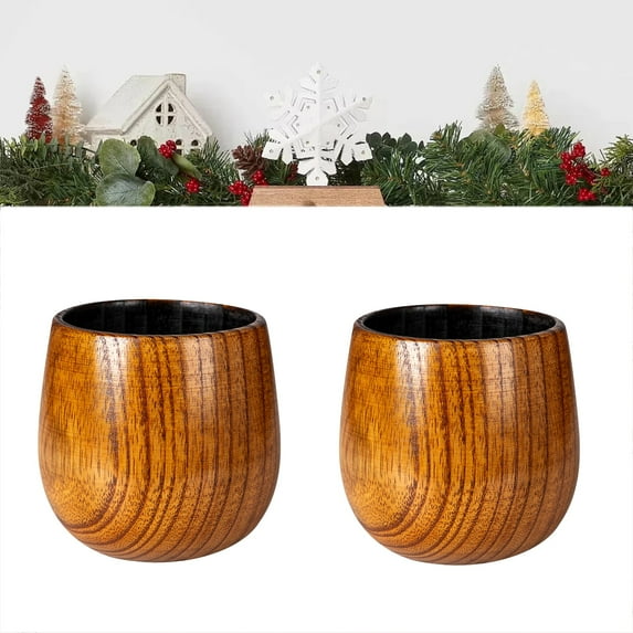 Charred Wooden Bourbon Glasses: Whiskey stones + pouch — old-fashioned wood cups for men. Home Decor, Kitchen, & Other,2pcs