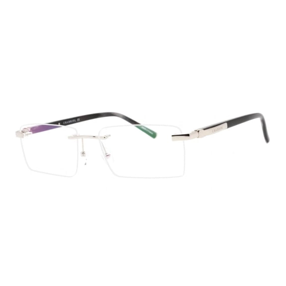Charriol PC75112 C02 58mm Rectangle Eyeglass Frames Men's Shiny Silver Grey Horn