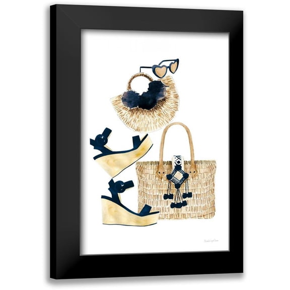 Charro, Mercedes Lopez 11x14 Black Modern Framed Museum Art Print Titled - Beach Glam I Navy