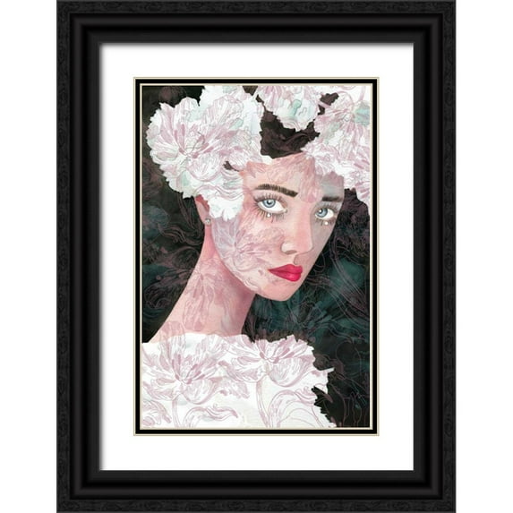 Charro, Mercedes Lopez 11x14 Black Ornate Wood Framed with Double Matting Museum Art Print Titled - Floral Duchess