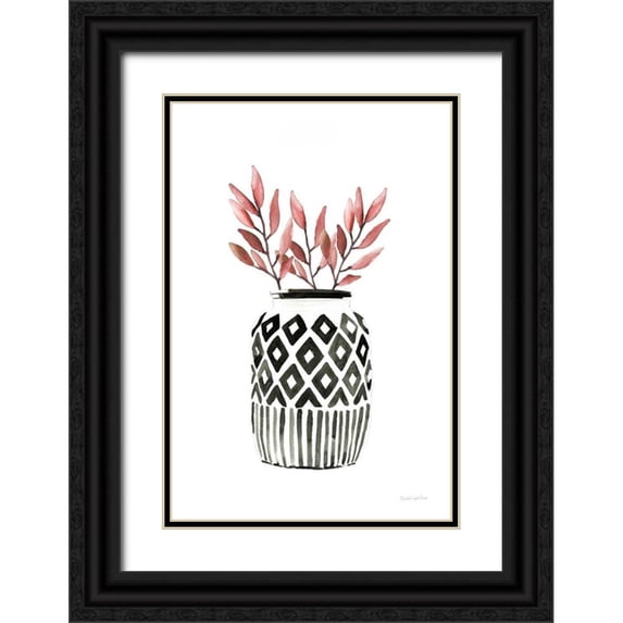 Charro, Mercedes Lopez 11x14 Black Ornate Wood Framed with Double Matting Museum Art Print Titled - Geometric Vases II