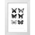thumbnail image 1 of Charro, Mercedes Lopez 11x14 White Modern Wood Framed Museum Art Print Titled - Six Inky Butterflies, 1 of 4