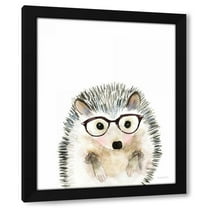 Mercedes Lopez Charro 12x14 Black Modern Wood Framed Wall Art Titled - Hedgehog in Glasses