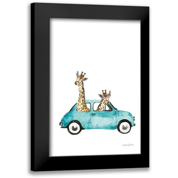 Charro, Mercedes Lopez 13x18 Black Modern Framed Museum Art Print Titled - Giraffe Joy Ride III No Balloons