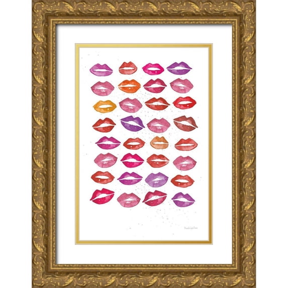 Charro, Mercedes Lopez 13x18 Gold Ornate Wood Framed with Double Matting Museum Art Print Titled - Kiss Me Quick No Words