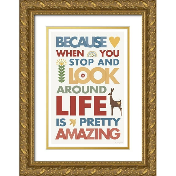 Charro, Mercedes Lopez 13x18 Gold Ornate Wood Framed with Double Matting Museum Art Print Titled - Life is Amazing