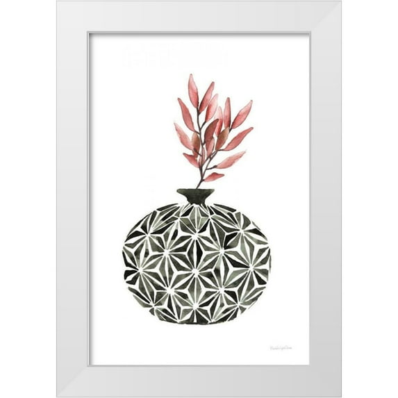 Charro, Mercedes Lopez 13x18 White Modern Wood Framed Museum Art Print Titled - Geometric Vases IV