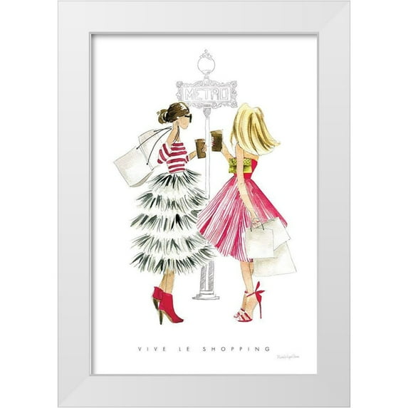 Charro, Mercedes Lopez 13x18 White Modern Wood Framed Museum Art Print Titled - Paris Girlfriends II