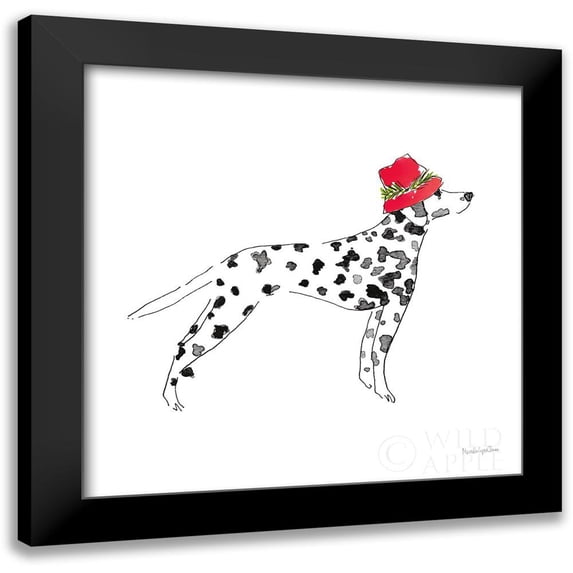Charro, Mercedes Lopez 15x15 Black Modern Framed Museum Art Print Titled - Holiday Dalmatian