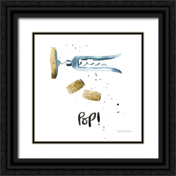 Charro, Mercedes Lopez 15x15 Black Ornate Wood Framed with Double Matting Museum Art Print Titled - Pop the Cork VII