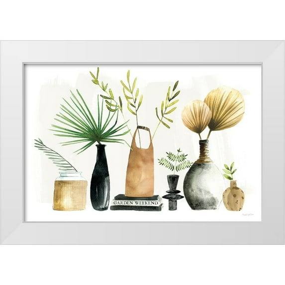 Charro, Mercedes Lopez 18x13 White Modern Wood Framed Museum Art Print Titled - Weekend Plants I