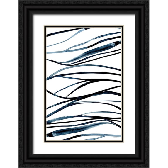 Charro, Mercedes Lopez 23x32 Black Ornate Wood Framed with Double Matting Museum Art Print Titled - Threads of Blue I