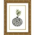 thumbnail image 1 of Charro, Mercedes Lopez 23x32 Gold Ornate Wood Framed with Double Matting Museum Art Print Titled - Geometric Vases IV Green, 1 of 4