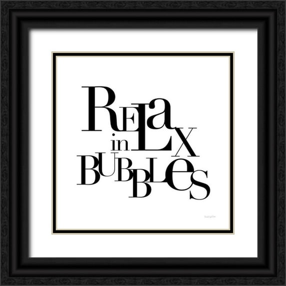 Charro, Mercedes Lopez 26x26 Black Ornate Wood Framed with Double Matting Museum Art Print Titled - Relax in Bubbles
