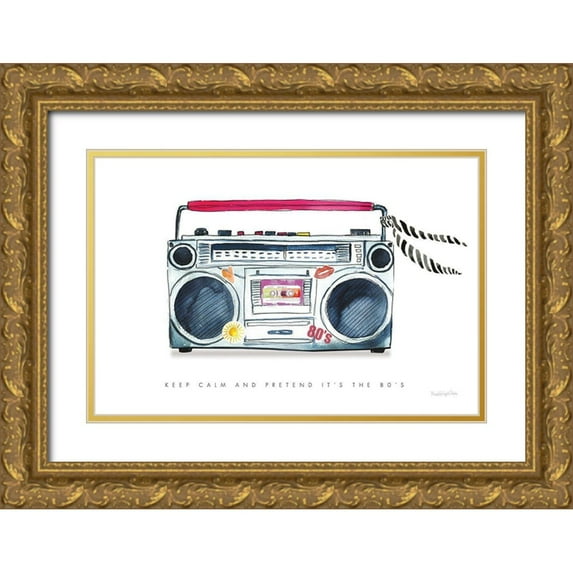 Charro, Mercedes Lopez 32x23 Gold Ornate Wood Framed with Double Matting Museum Art Print Titled - Boombox Love