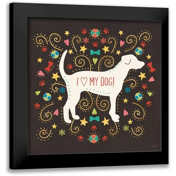 Charron, Veronique 12x12 Black Modern Framed Museum Art Print Titled - Otomi Dogs II Dark
