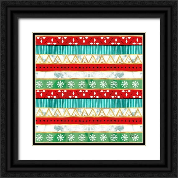 Charron, Veronique 12x12 Black Ornate Wood Framed with Double Matting Museum Art Print Titled - Merry Making Pattern IV