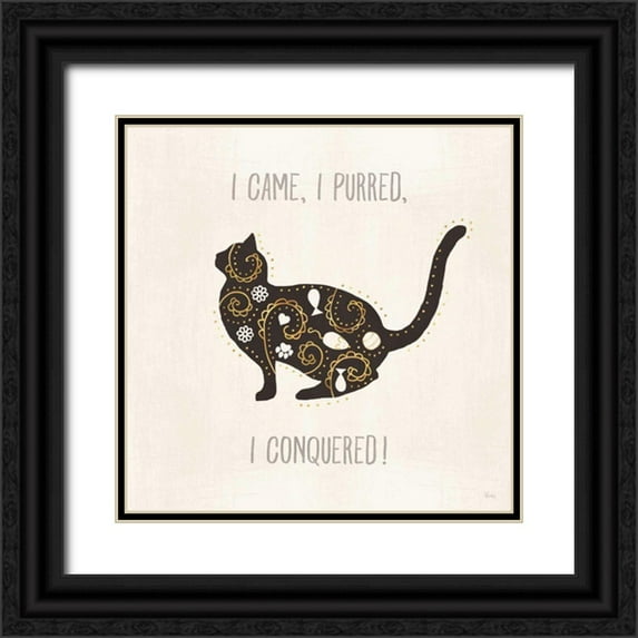 Charron, Veronique 12x12 Black Ornate Wood Framed with Double Matting Museum Art Print Titled - Otomi Cats V Neutral
