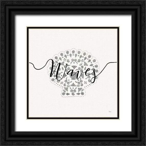 Charron, Veronique 12x12 Black Ornate Wood Framed with Double Matting Museum Art Print Titled - Sea Charms III Silver