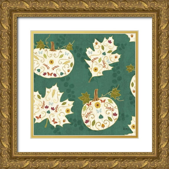 Charron, Veronique 12x12 Gold Ornate Wood Framed with Double Matting Museum Art Print Titled - Autumn Otomi Pattern IE