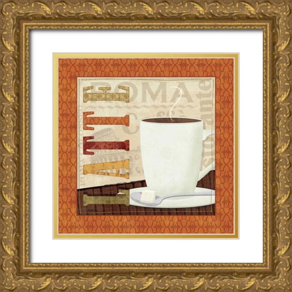 Charron, Veronique 12x12 Gold Ornate Wood Framed with Double Matting Museum Art Print Titled - Coffee Cup IV