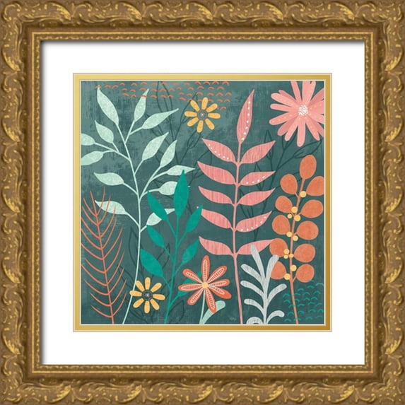 Charron, Veronique 12x12 Gold Ornate Wood Framed with Double Matting Museum Art Print Titled - Fresh Petals III