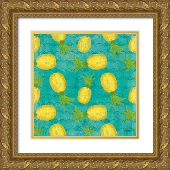 Charron, Veronique 12x12 Gold Ornate Wood Framed with Double Matting Museum Art Print Titled - Good Vibes Pattern VIIB