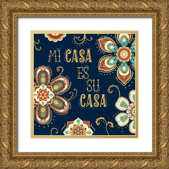 Charron, Veronique 12x12 Gold Ornate Wood Framed with Double Matting Museum Art Print Titled - La Vida Loca III Blue