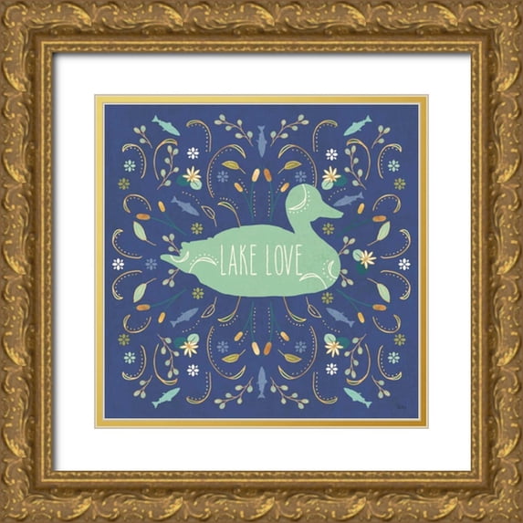 Charron, Veronique 12x12 Gold Ornate Wood Framed with Double Matting Museum Art Print Titled - Otomi Lake II Dark