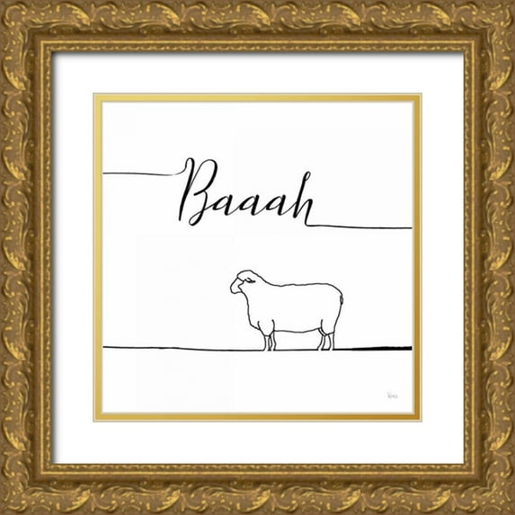 Charron, Veronique 12x12 Gold Ornate Wood Framed with Double Matting Museum Art Print Titled - Underlined Farm VI