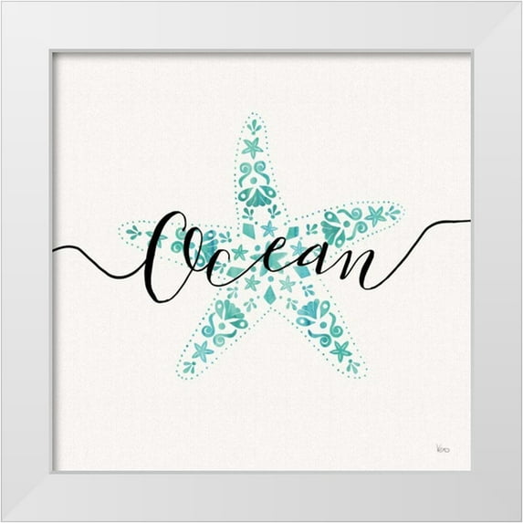 Charron, Veronique 12x12 White Modern Wood Framed Museum Art Print Titled - Sea Charms I Teal