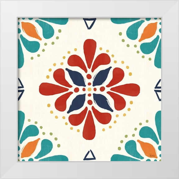 Charron, Veronique 12x12 White Modern Wood Framed Museum Art Print Titled - Tex Mex Fiesta Pattern VIIA