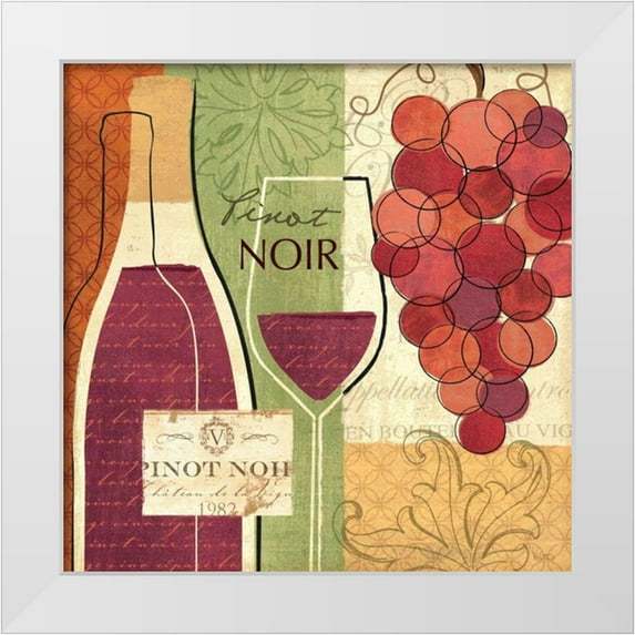 Charron, Veronique 12x12 White Modern Wood Framed Museum Art Print Titled - Wine and Grapes I