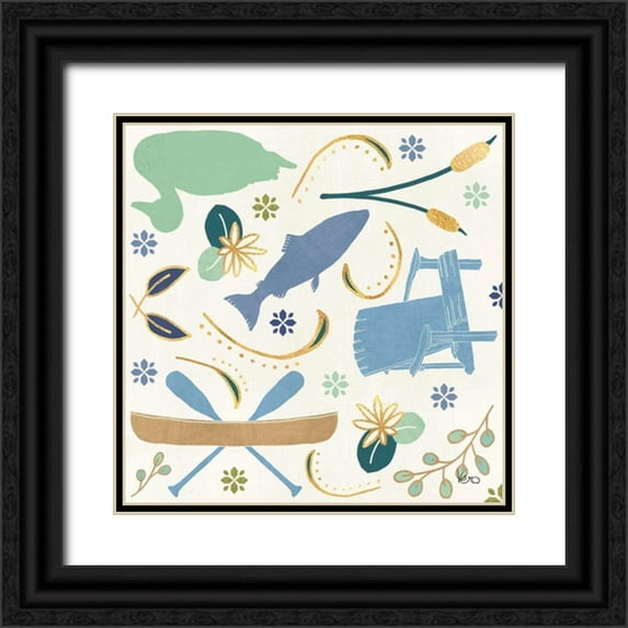 Charron, Veronique 15x15 Black Ornate Wood Framed with Double Matting Museum Art Print Titled - Otomi Lake Step 01A