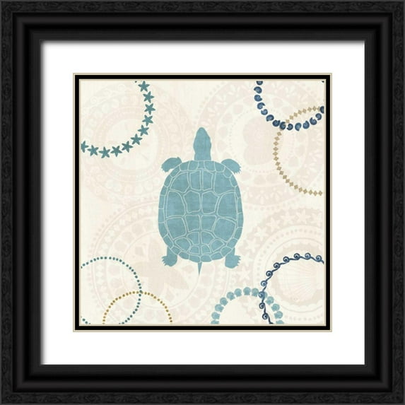 Charron, Veronique 15x15 Black Ornate Wood Framed with Double Matting Museum Art Print Titled - Undersea Blue IV