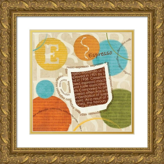 Charron, Veronique 15x15 Gold Ornate Wood Framed with Double Matting Museum Art Print Titled - All About Coffee III