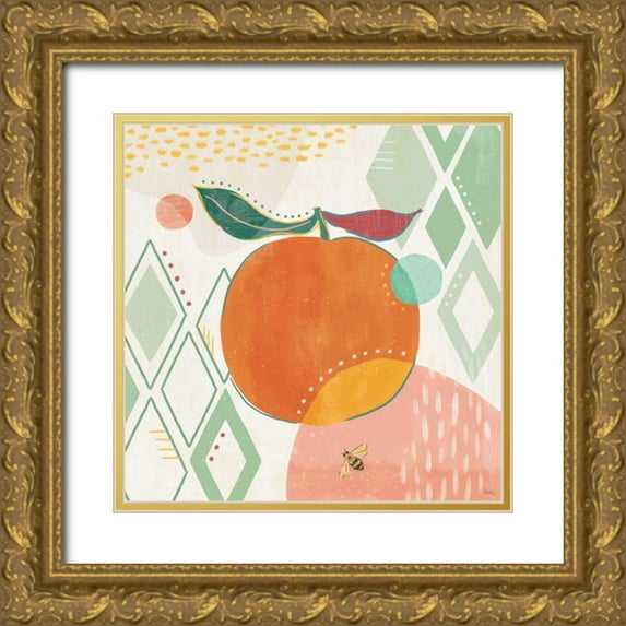 Charron, Veronique 15x15 Gold Ornate Wood Framed with Double Matting Museum Art Print Titled - Fruit Frenzy VII