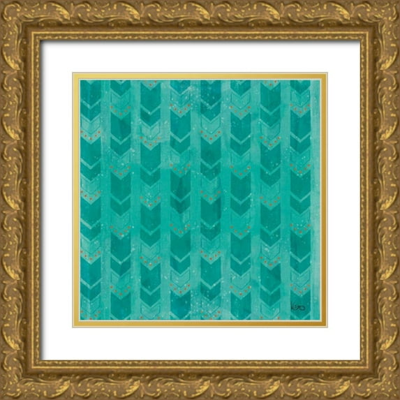 Charron, Veronique 15x15 Gold Ornate Wood Framed with Double Matting Museum Art Print Titled - Good Vibes Pattern VIIIB