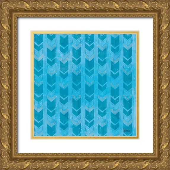 Charron, Veronique 15x15 Gold Ornate Wood Framed with Double Matting Museum Art Print Titled - Good Vibes Pattern VIIIC
