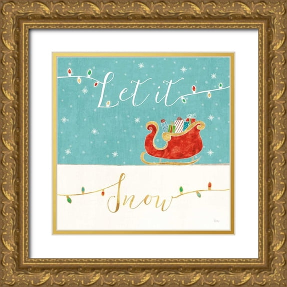 Charron, Veronique 15x15 Gold Ornate Wood Framed with Double Matting Museum Art Print Titled - Underlined Christmas IV