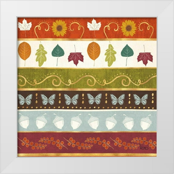 Charron, Veronique 15x15 White Modern Wood Framed Museum Art Print Titled - Autumn Otomi Pattern VII