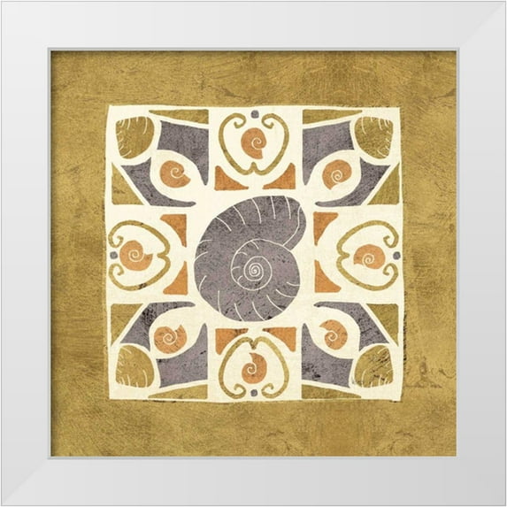 Charron, Veronique 15x15 White Modern Wood Framed Museum Art Print Titled - Undersea Gold Tile IV